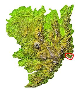 Carte de localisation du plateau du Coiron au sein du Massif central.