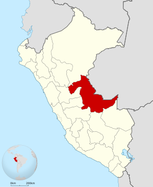 Location of the Ucayali Region in Peru.