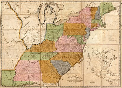 United States postal route map of 1804 at United States Post Office Department, by Abraham Bradley Jr. and Aaron Arrowsmith