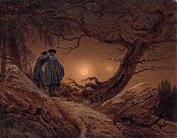 Zwei Männer in Betrachtung des Mondes de Caspar David Friedrich