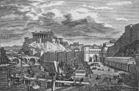 La Rome républicaine avec le Capitolium, gravure de Friedrich Polack (en), 1896.