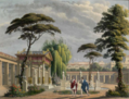 Fondale per il secondo atto, quadro secondo: orto della villa di Appio Diomede.