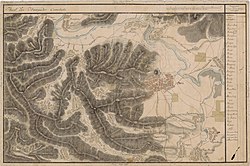 Deva în Harta Iosefină a Transilvaniei, 1769–73. (Click pentru imagine interactivă)