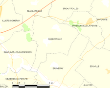 Carte de Charonville et des communes limitrophes.