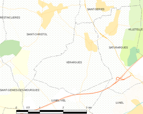 Poziția localității Vérargues