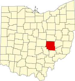 Map of Ohio highlighting Muskingum County.svg