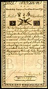 POL-A1a-Bilet Skarbowy-5 Zlotych (1794 First Issue)