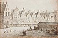 Drawing by Pieter Jansz Saenredam in 1629 of the Grote Markt with the northern edge of the old fish market extending across the market to the Hoofdwacht, Haarlem.