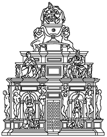 Reconstitution du premier projet supposé du tombeau de Jules II (1505).