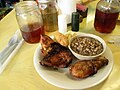 Image 45 Twice cooked chicken, potato salad, purple hull peas, corn bread, and iced tea (from Culture of Arkansas)