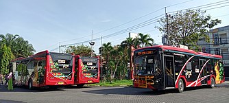 Unit bus Trans Semanggi Suroboyo sasis Mercedes-Benz O500U 1726 LE dengan bodi Tentrem New Velocity W5 Lowdeck.