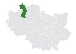 Location of Pracze Odrzańskie within Wrocław