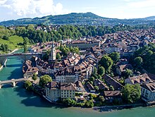 Aerial view of the Old City and the Aare