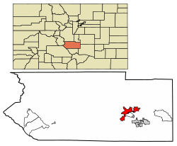 Location of the City of Cañon City in Fremont County, Colorado.