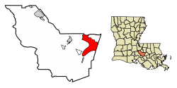 Location of St. Gabriel in Iberville Parish, Louisiana.