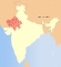 Thumbnail map of India with Rajasthan highlighted