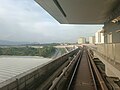 The Putrajaya Line train is entering the Kwasa Damansara station