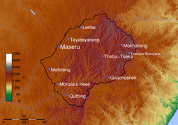 Табана-Нтленьяна на мапі Лесото