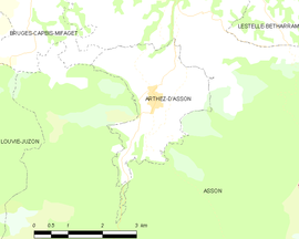 Mapa obce Arthez-d’Asson