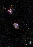 Image dans le domaine de l'infrarouge réalisée dans le cadre de l'étude 2MASS. Au centre M78 et en haut à gauche NGC 2071.