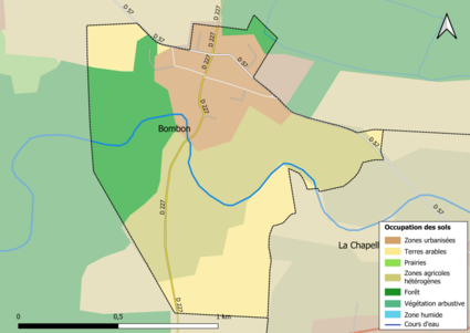 Carte des infrastructures et de l'occupation des sols en 2018 (CLC) de la commune.