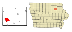 Location of Waverly, Iowa