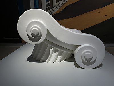 Postmodern reinterpretation of the Ionic column as the Capitello seating, designed by Studio 65 and produced by Gufram, differentiated-density polyurethane foam coated with latex rubber, 1972, unknown location[36]