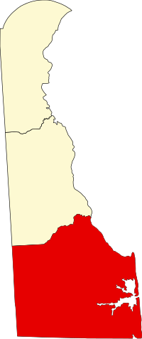 Map of Delaver highlighting Sussex County