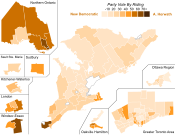 Support for New Democratic Party candidates by riding