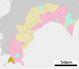 Lokasi Ōtsuki di Prefektur Kōchi