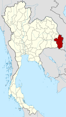 Map of Thailand highlighting Ubon Ratchathani province