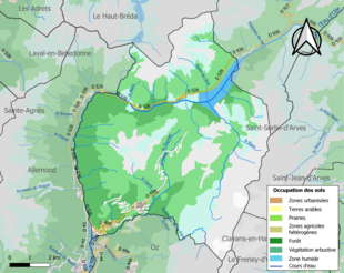 Carte en couleurs présentant l'occupation des sols.