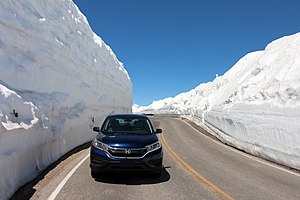 The Beartooth Highway after the snow is plowed in the spring.