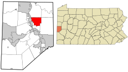 Location in Beaver County and state of Pennsylvania