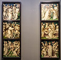 Hans Holbein l'Ancien, les six panneaux intérieurs du retable de la Passion grise, 1494-1500.