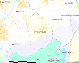 Mapa obce Candillargues