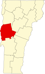 Map of Vermont highlighting Addison County