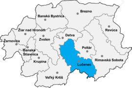 Poloha okresu Lučenec v Banskobystrickom kraji (klikacia mapa)