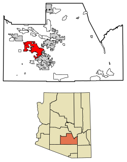 Location of Casa Grande in Pinal County, Arizona.