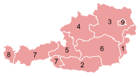 Lage der Österreichischen Bundesländer innerhalb Österreichs