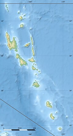 Mapa konturowa Vanuatu, w centrum znajduje się punkt z opisem „Epi”