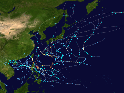 2011年太平洋颱風季總結圖，2011年9月29日，颱風納沙襲港才令天文台發出久違兩年的八號信號，香港大多數上班族才能享受自2008年颱風鸚鵡正面襲港以來久違超過3年的「打風假」。