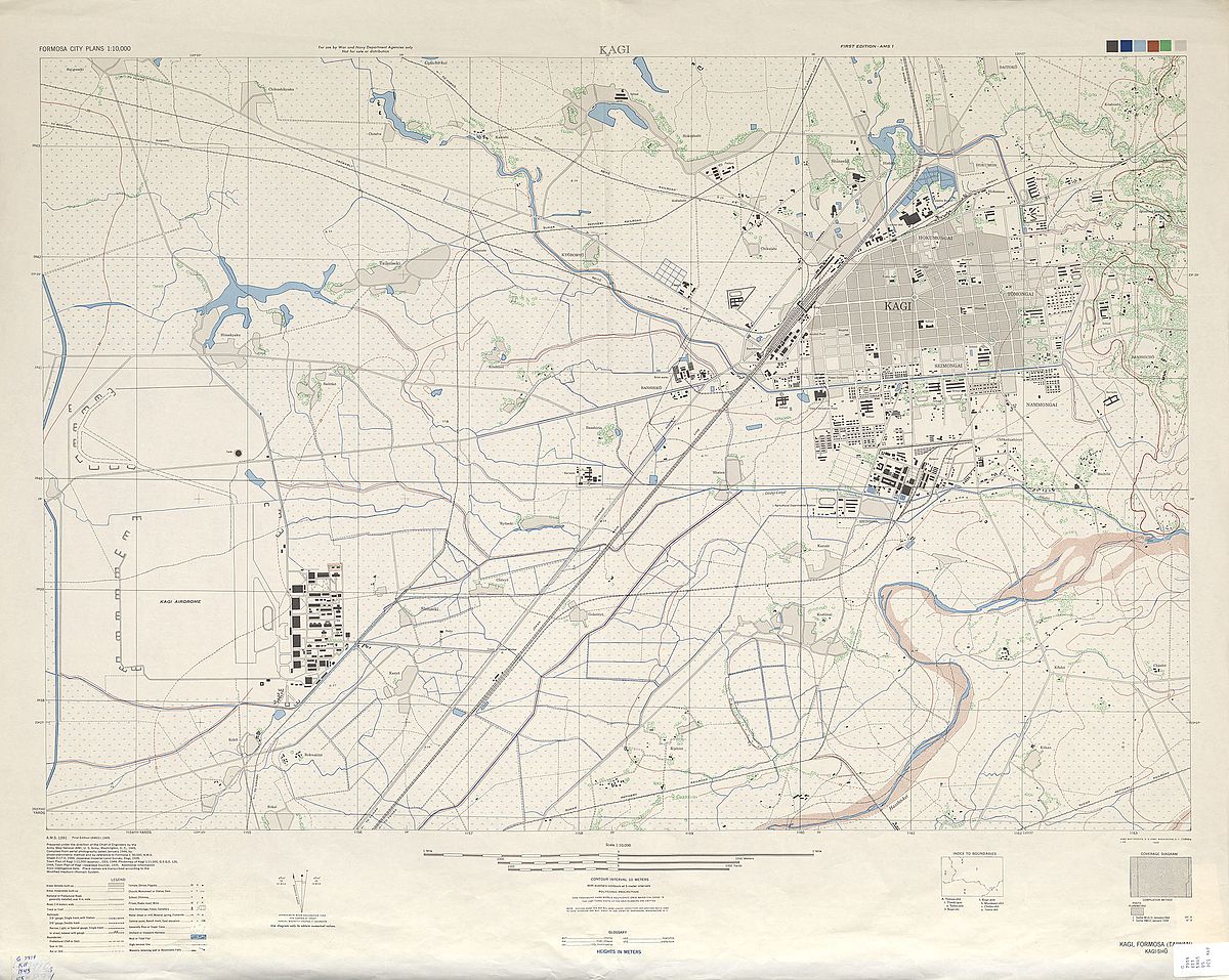 嘉義空軍基地附近縱貫線（1945年美軍地圖）