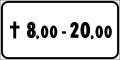 Timetable: the sign between the hours shown but only in working days[4] (represented by the two hammers crossed)