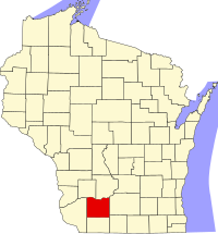 Locatie van Iowa County in Wisconsin