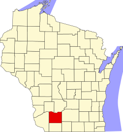 map of Wisconsin highlighting Iowa County