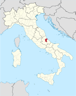 Map with the province of Pescara in Italy