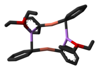 固態二苯基銅鋰二聚體的3D分子模型