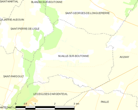 Mapa obce Nuaillé-sur-Boutonne