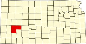 Map of Kansas highlighting Finney County